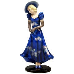 Goldscheider Vienna Lady with Blue Dress Hat Gloves Model 7275 Made, 1935-1937