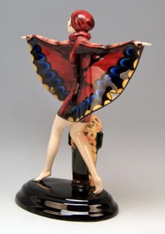 Goldscheider Vienna Lorenzl Butterfly Lady Captured Bird, circa 1930