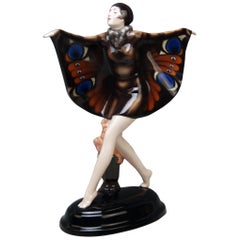 Goldscheider Vienna Lorenzl Dancing Butterfly Lady Captured Bird 5960:: 1923-1930