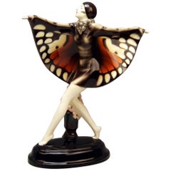 Goldscheider Vienna Lorenzl Dancing Butterfly Lady Captured Bird Nr. 5960, 1930s