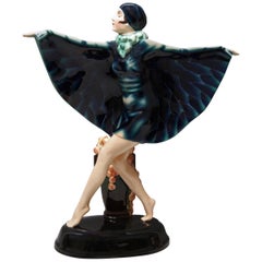 Goldscheider Vienna Lorenzl Dancing Butterfly Lady Captured Bird Nr.5230, 1930