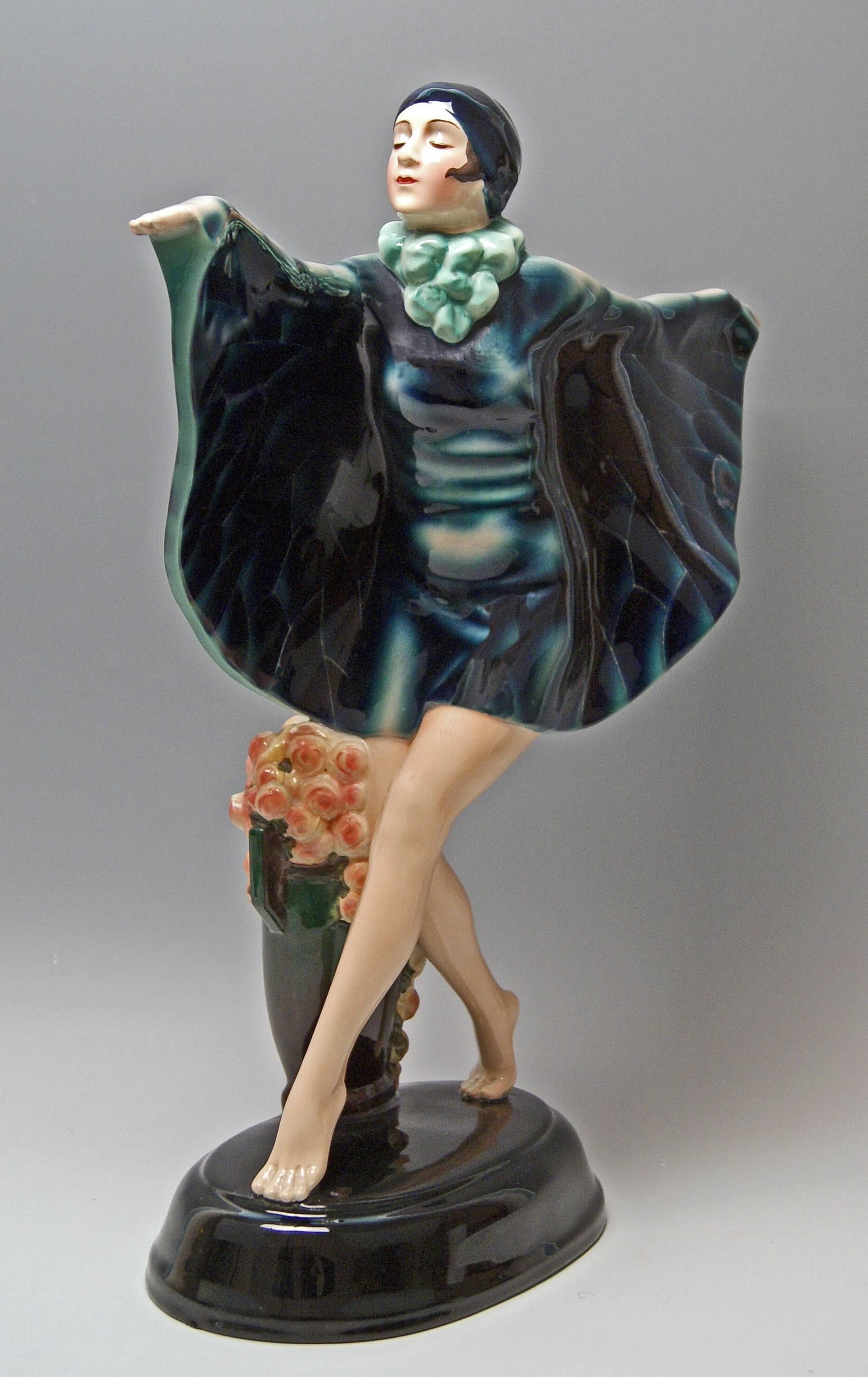 Goldscheider Vienna gorgeous dancing lady figurine: the captured bird

Designed by Josef LORENZL  (1892 - 1950)  /  one of the most important designers having been active for Goldscheider manufactory in period of 1920 - 1940   /   DESIGNED 1922  (=