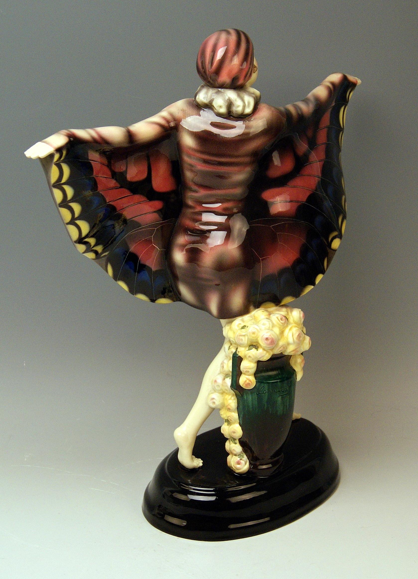 Austrian Goldscheider Vienna Lorenzl Dancing Butterfly Lady Captured Bird Nr.5230