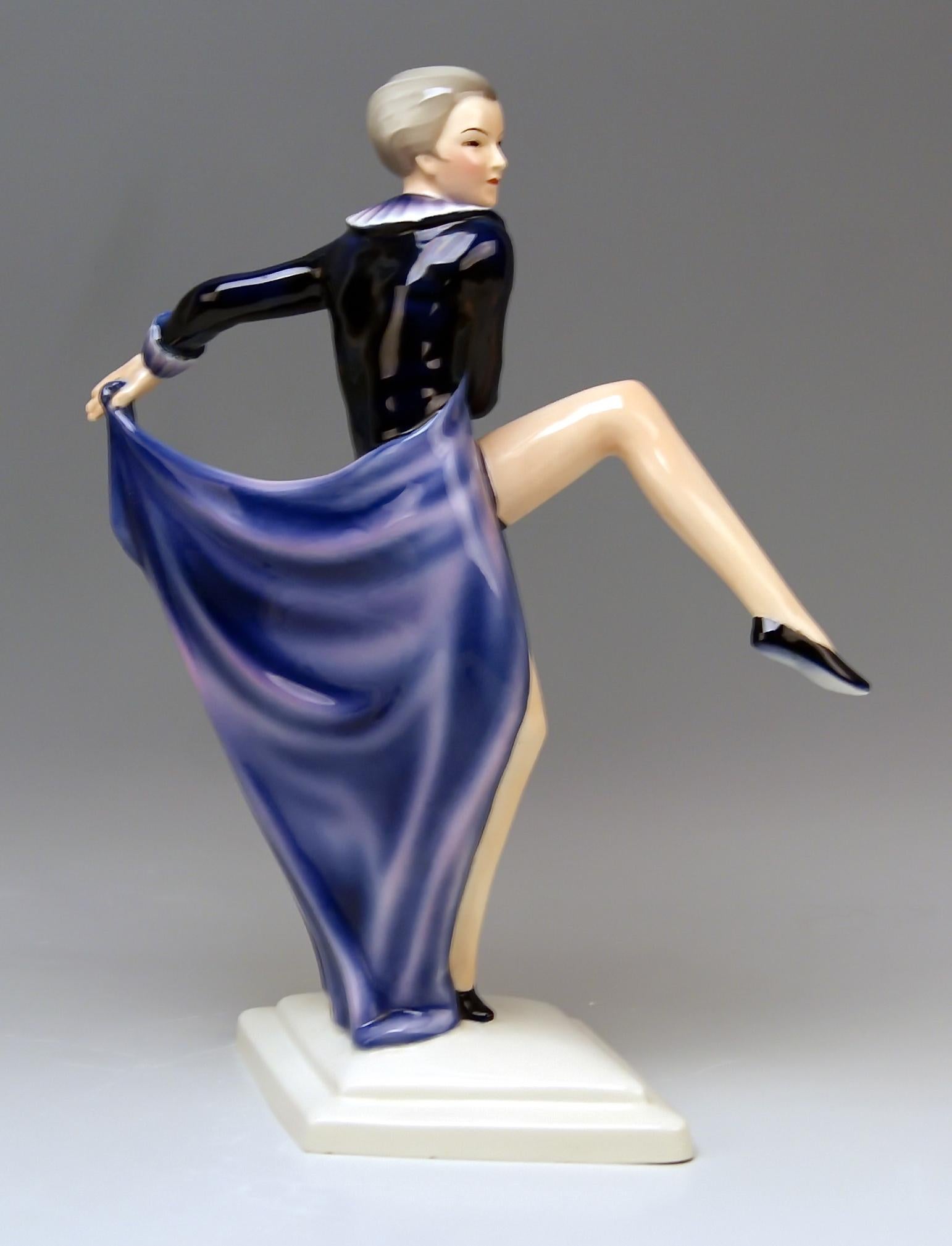 Art Deco Goldscheider Vienna Lorenzl Lady Dancer With Arms Rear-Facing Model 6003 1930-35