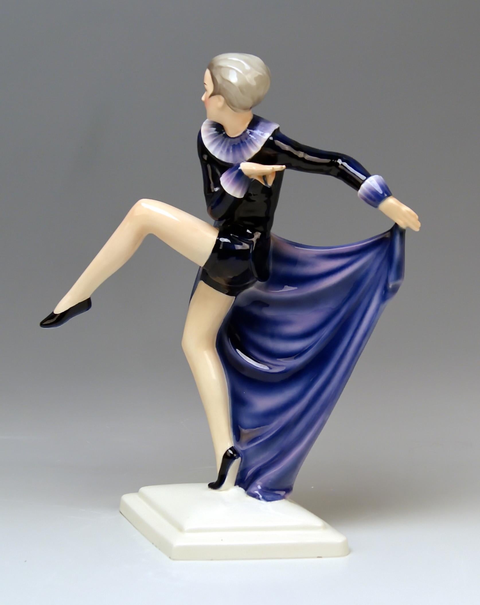 Painted Goldscheider Vienna Lorenzl Lady Dancer With Arms Rear-Facing Model 6003 1930-35