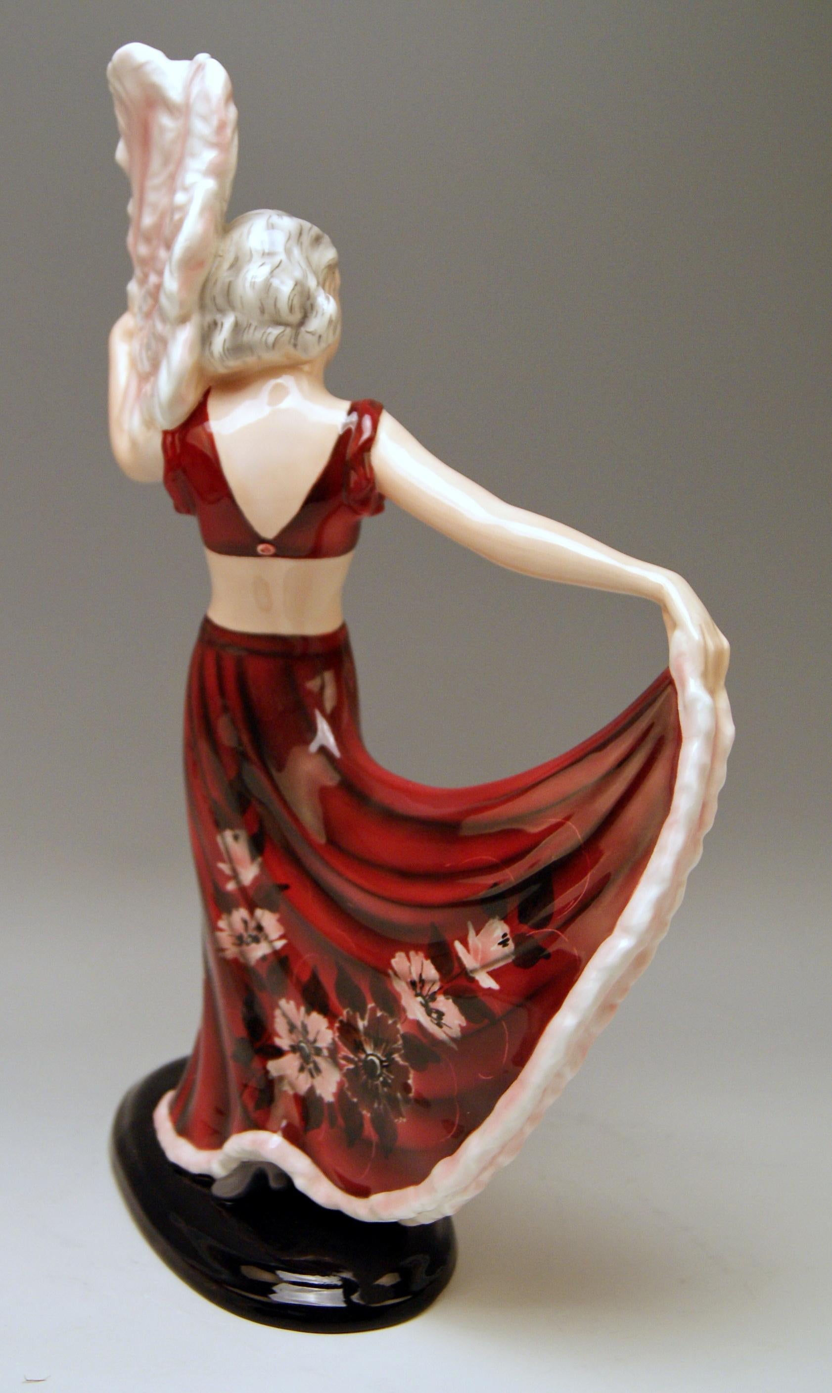 Goldscheider Vienna Very Interesting As Well As Rare Dancingy Lady Figurine.

Designed by Josef Lorenzl (1892-1950) / one of the most important designers having been active for Goldscheider manufactory in period of 1920-1940 / Model 8363 created