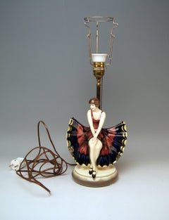Goldscheider Vienna Lorenzl Lampe de Table avec Figurine de Femme Papillon Modèle 5582