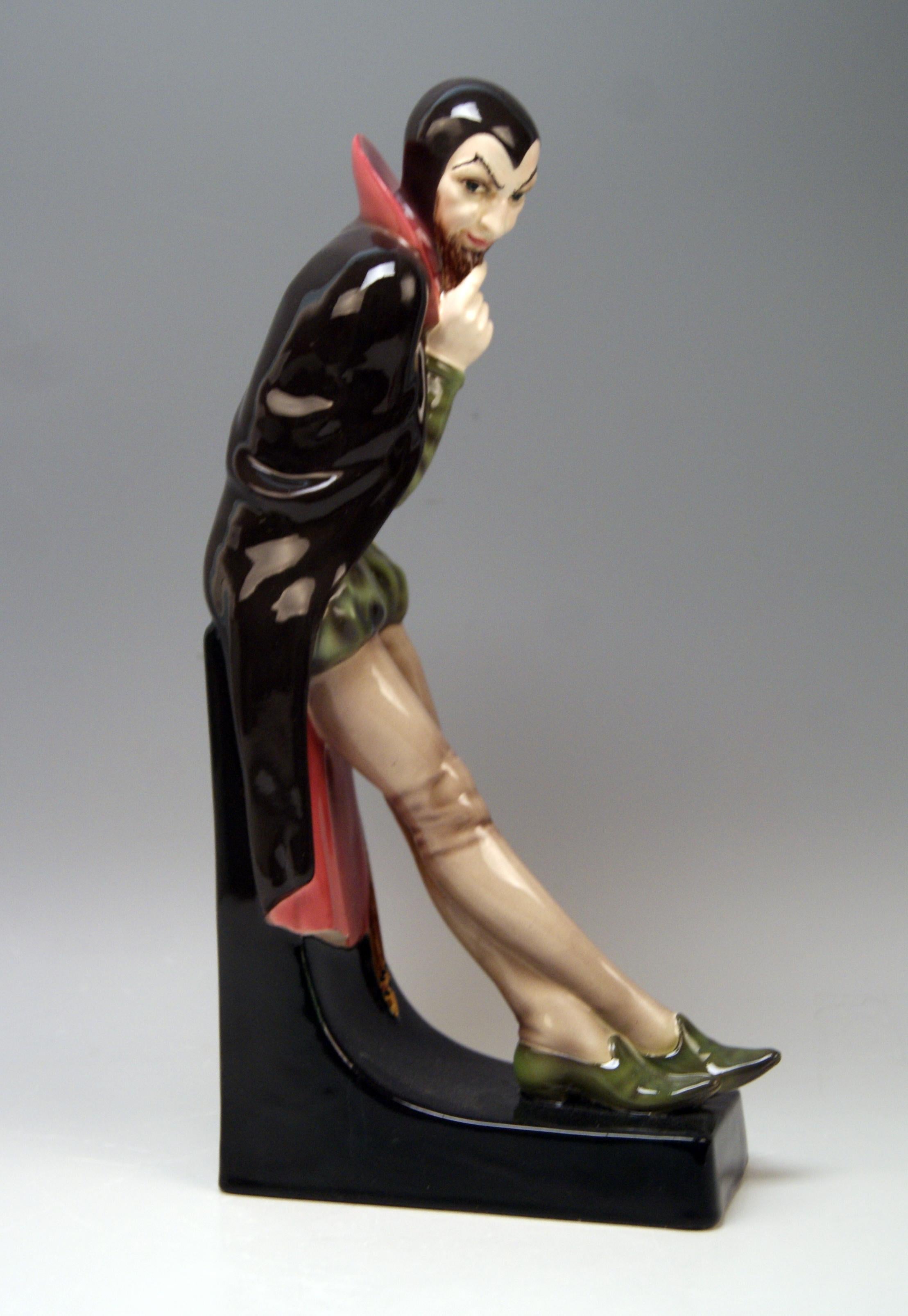 Goldscheider Vienna Gorgeous Rare Figurine: Mephisto or Devil

Designed by Josef Lorenzl (1892-1950) / one of the most important designers having been active for Goldscheider manufactory in period of 1920-1940 / designed 1925-1926 (=Quite