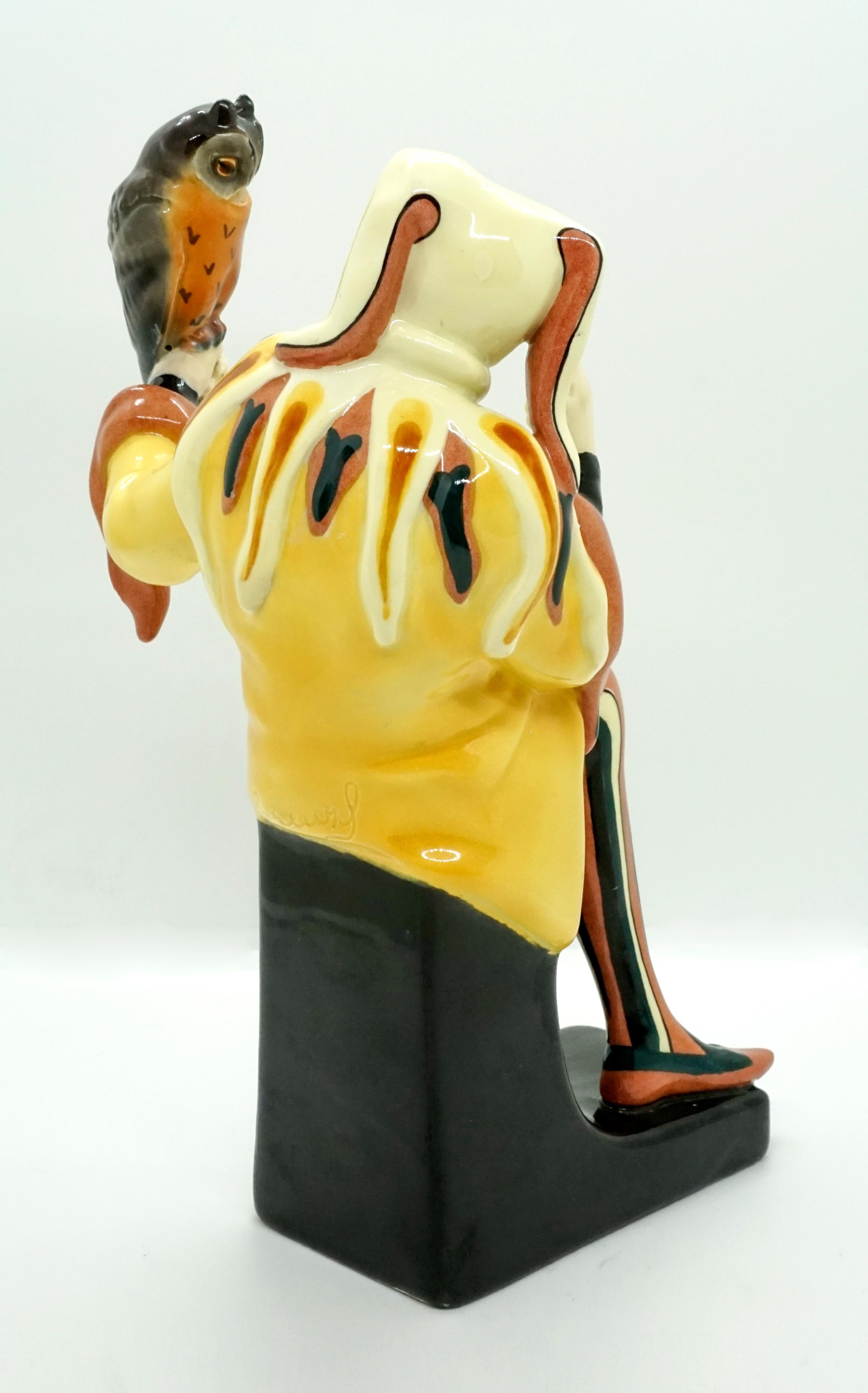 Bufón con búho Goldscheider Vienna 'Owlglass' de Josef Lorenzl, hacia 1925-1930 Art Decó en venta