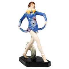 Goldscheider Vienna 'Revue' Single Figur of the 'Dolly Sisters' by Dakon ca 1927