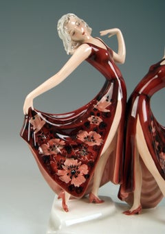 Goldscheider Vienna Schuster Dolly Twins Two Figurines Model 7868 by Dakon 1942