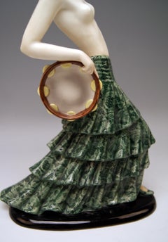 Goldscheider Vienna Spanish Lady Dancer with Tambourine Model 7699 Dakon, 1938