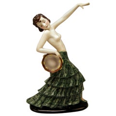 Goldscheider Vienna Spanish Lady Dancer with Tambourine Model 7699 Dakon, 1938