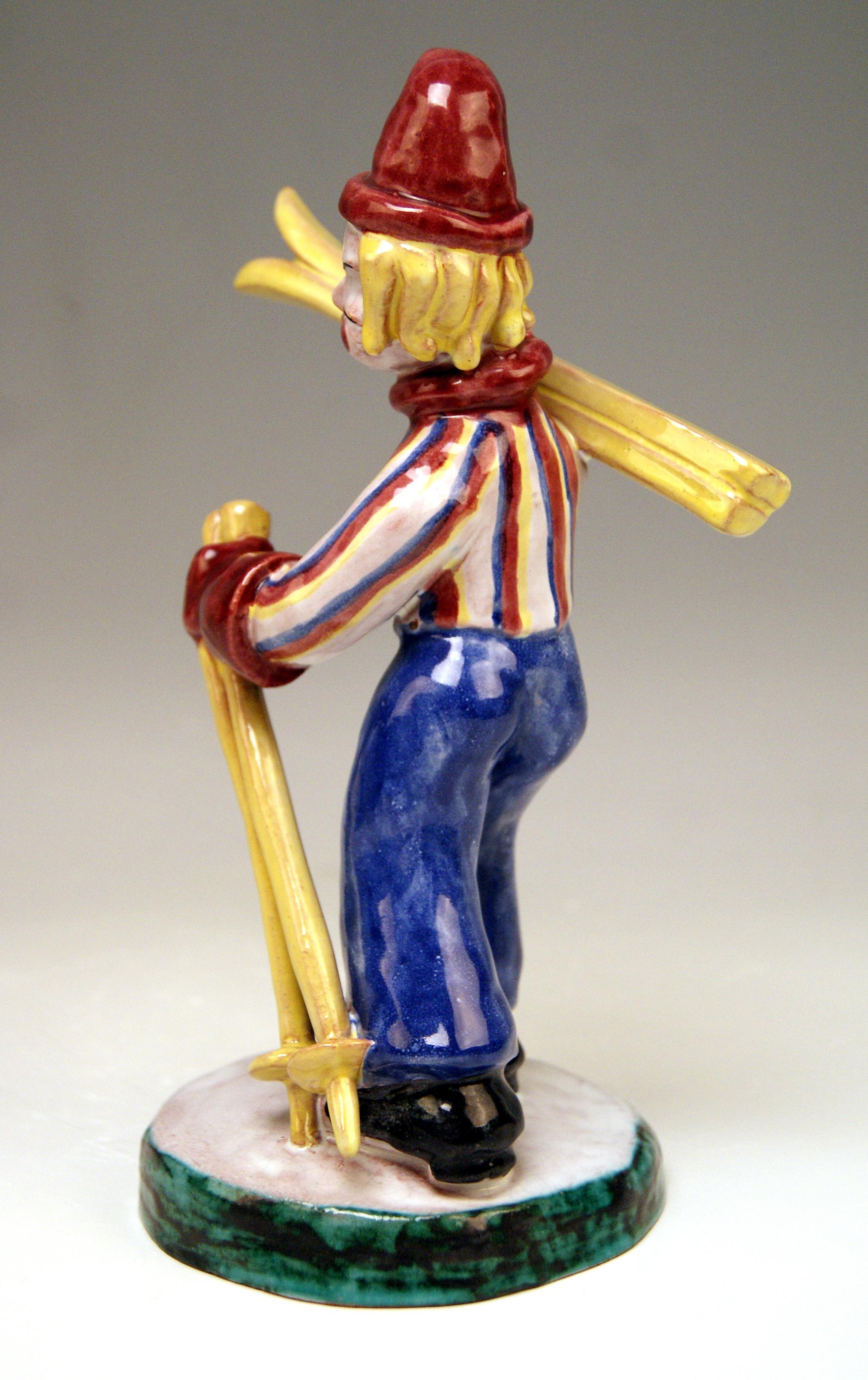 Art Deco Goldscheider Vienna The Skier Model 6794 by Kurt Goebel or Walter Bosse