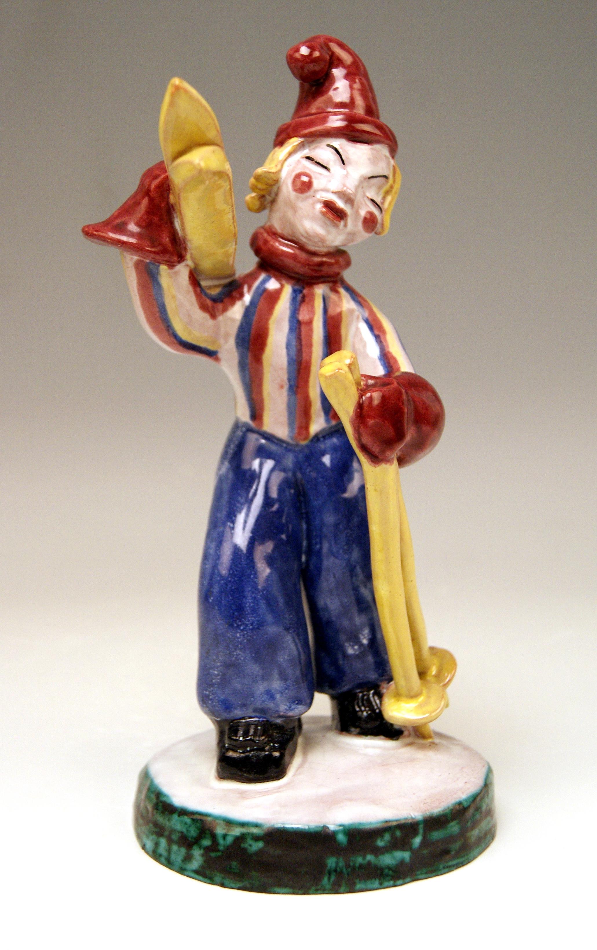 Mid-20th Century Goldscheider Vienna The Skier Model 6794 by Kurt Goebel or Walter Bosse