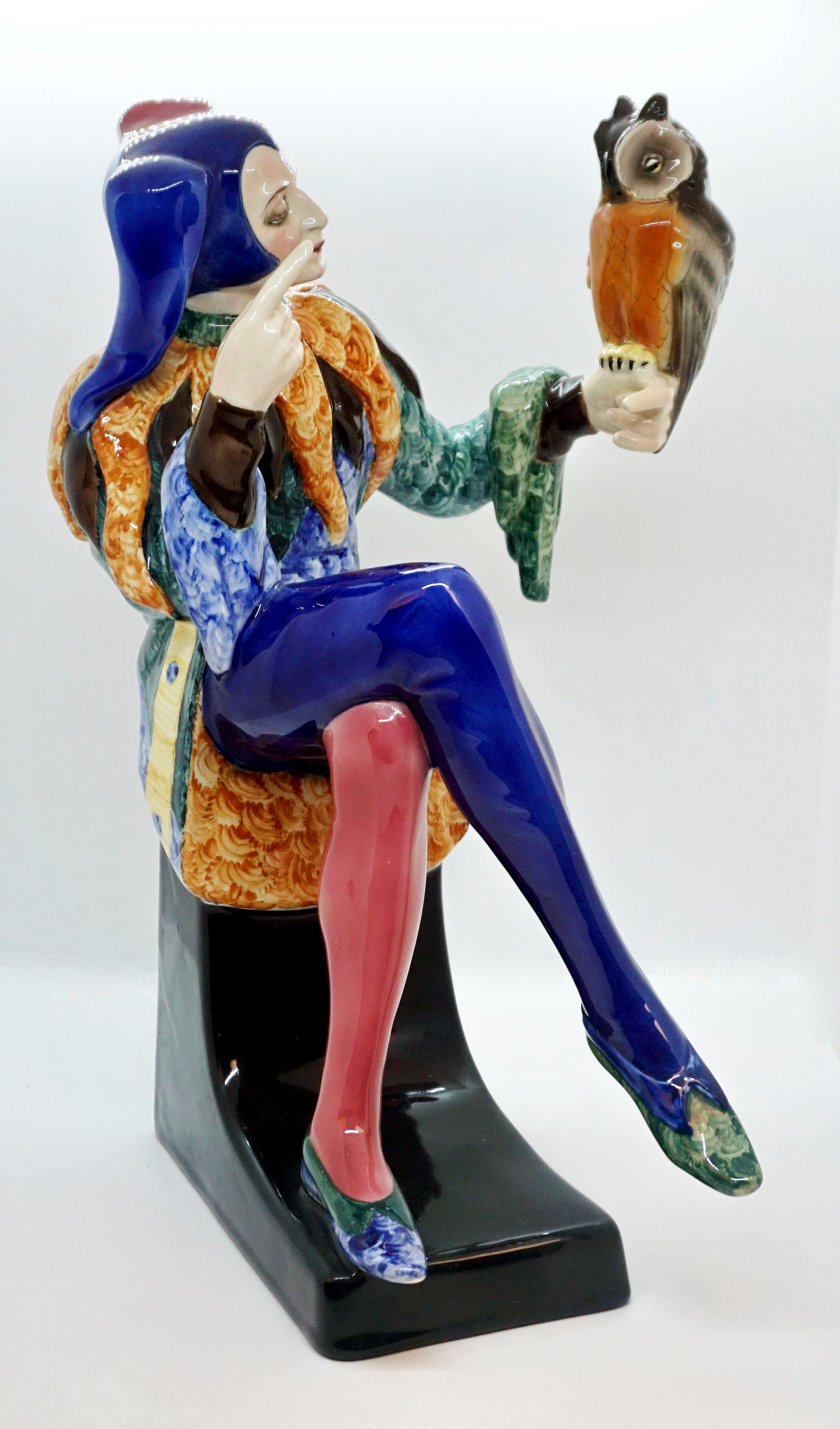 Exceptional Art Déco Goldscheider Figurine by Josef Lorenzl

Designed by Josef LORENZL (1892 - 1950), one of the most important designers having been active for Goldscheider manufactory in the period of 1920 - 1940.
Model 5509 was created