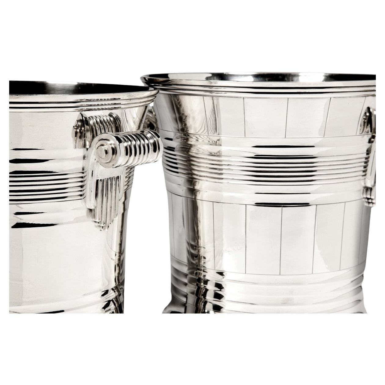 Goldsmith Boin Taburet - Pair Of Coolers In Solid Silver Art Deco Period For Sale