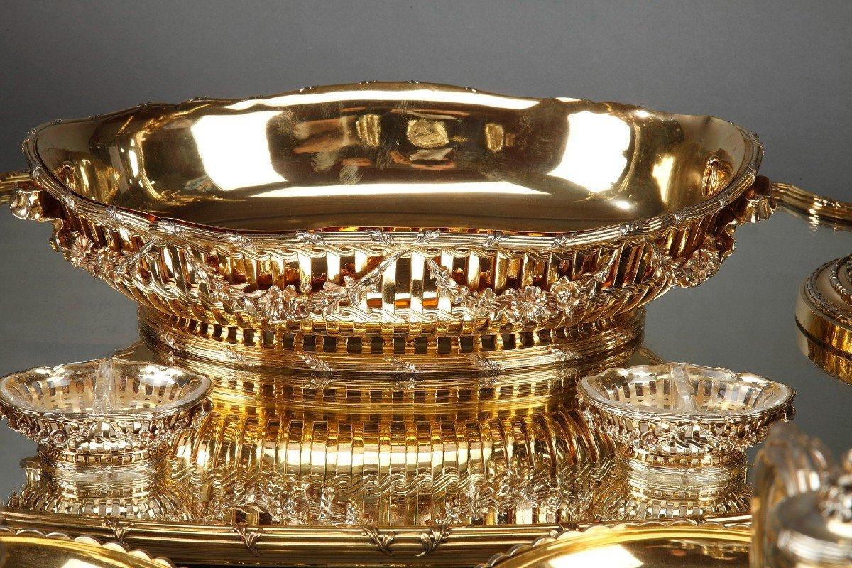 Louis XVI Goldsmith Boin Taburet - Set Of 19 Parts Decoration Of Table In Vermeil For Sale