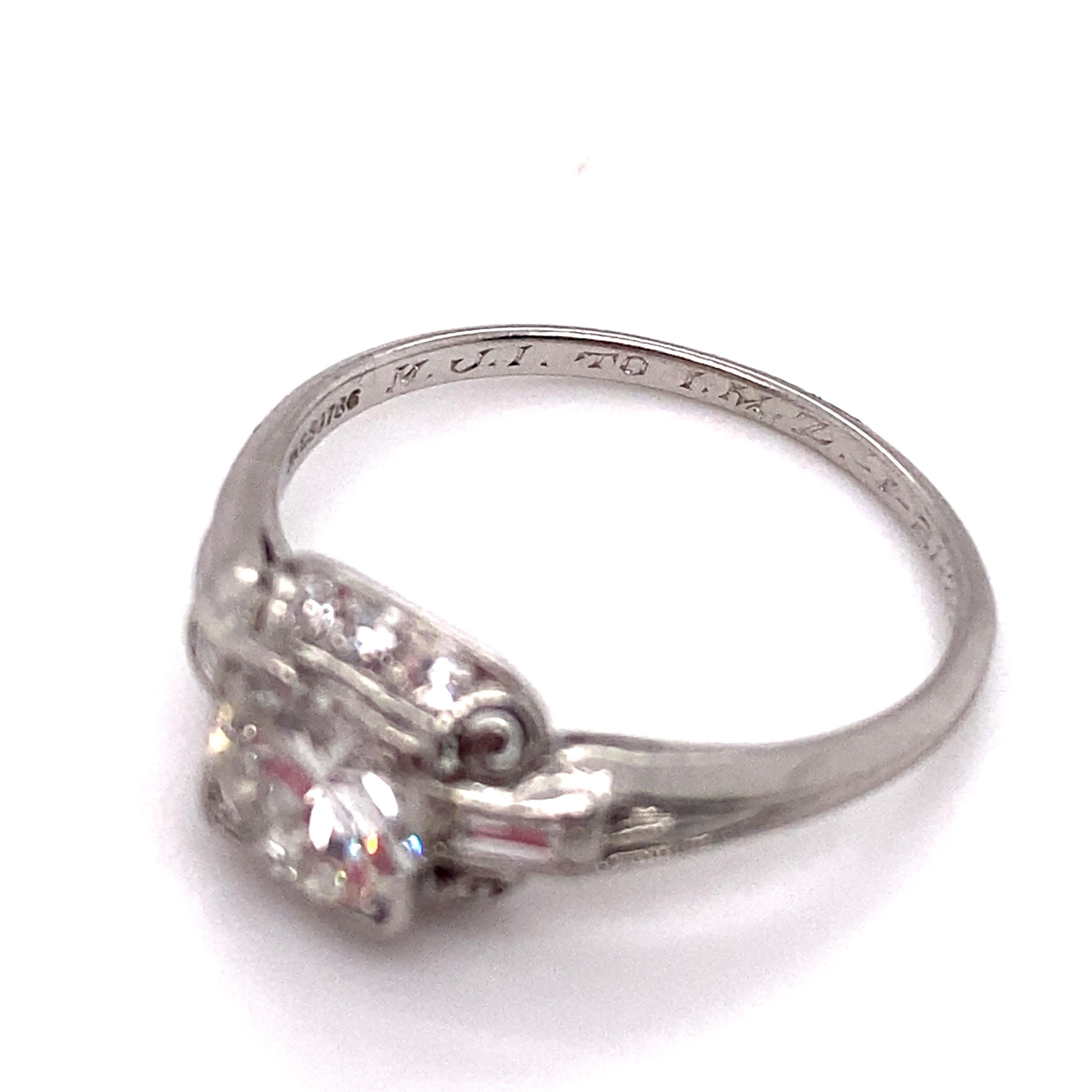 Art Deco Goldsmith Bros. Circa 1932 0.80 Carat Diamond Engagement Ring in Platinum