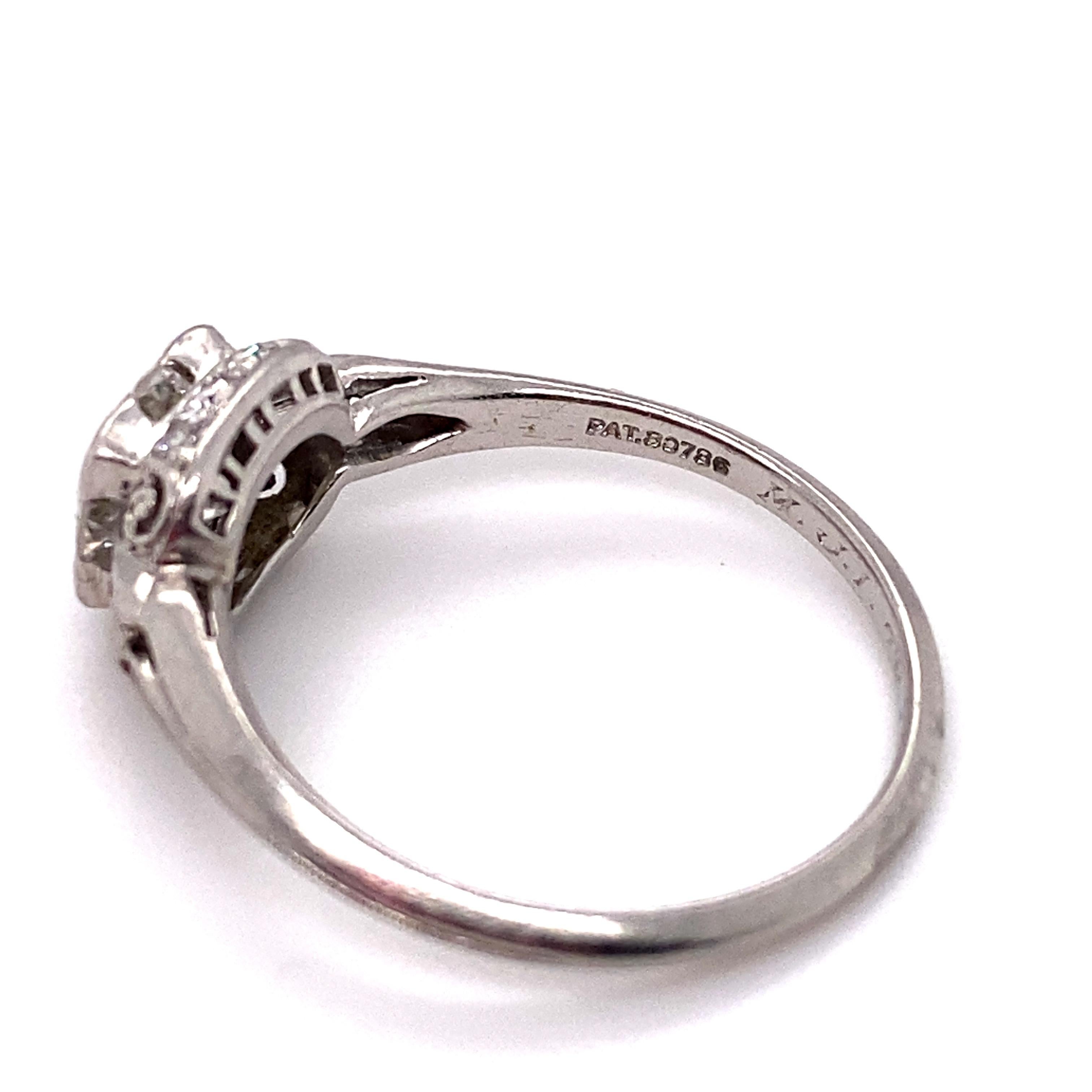 Goldsmith Bros. 1932 0.80 Carat Diamond Engagement Ring in Platinum In Excellent Condition For Sale In Atlanta, GA