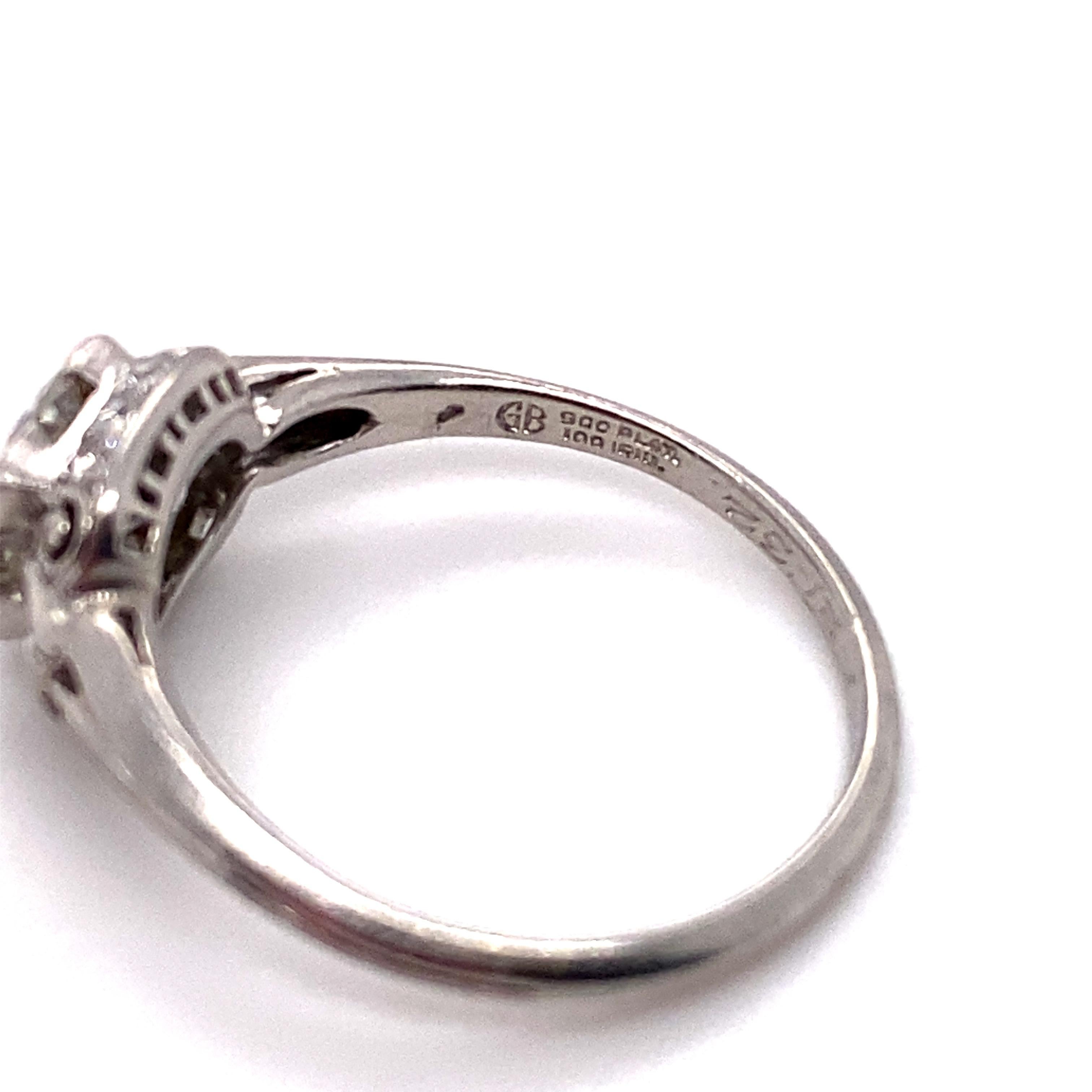 Women's Goldsmith Bros. 1932 0.80 Carat Diamond Engagement Ring in Platinum For Sale