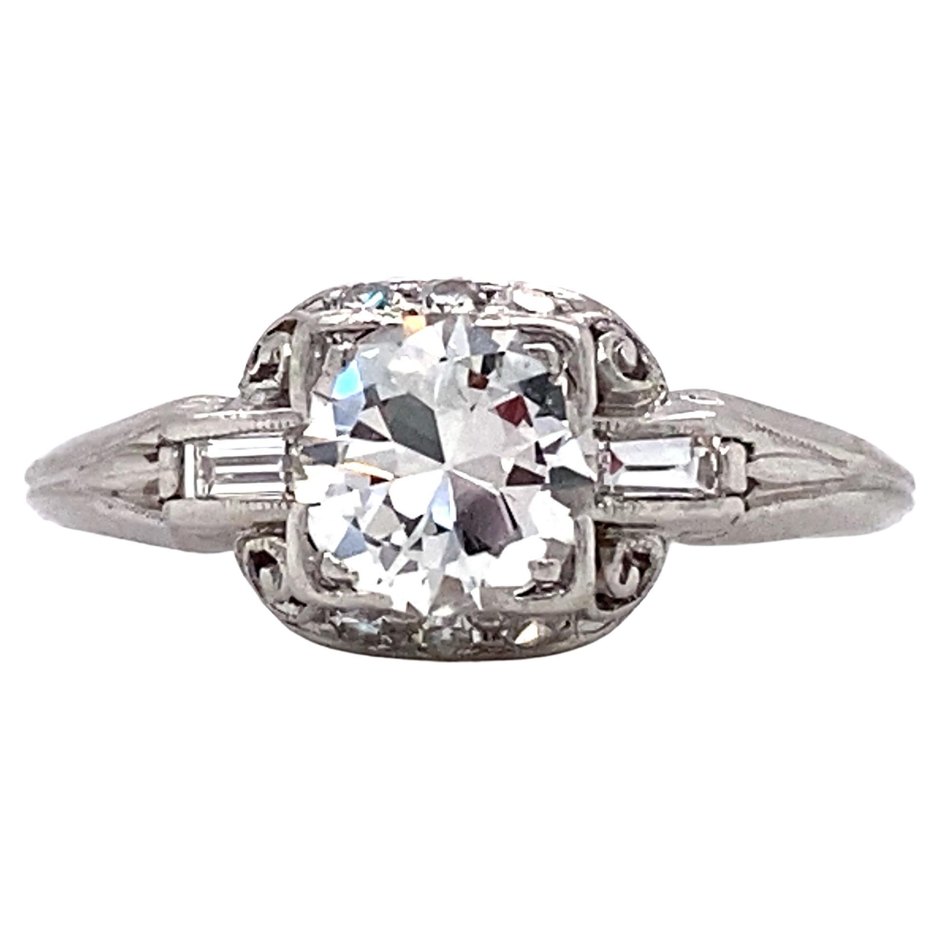 Goldsmith Bros. 1932 0.80 Carat Diamond Engagement Ring in Platinum For Sale