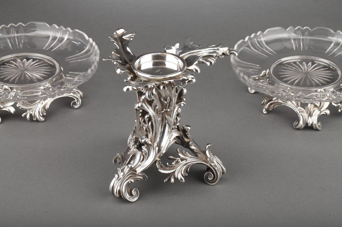 Orfebre Cardeilhac - Sobremesa 3 Vasos De Plata De Ley Y Cristal Nineteent Francés en venta