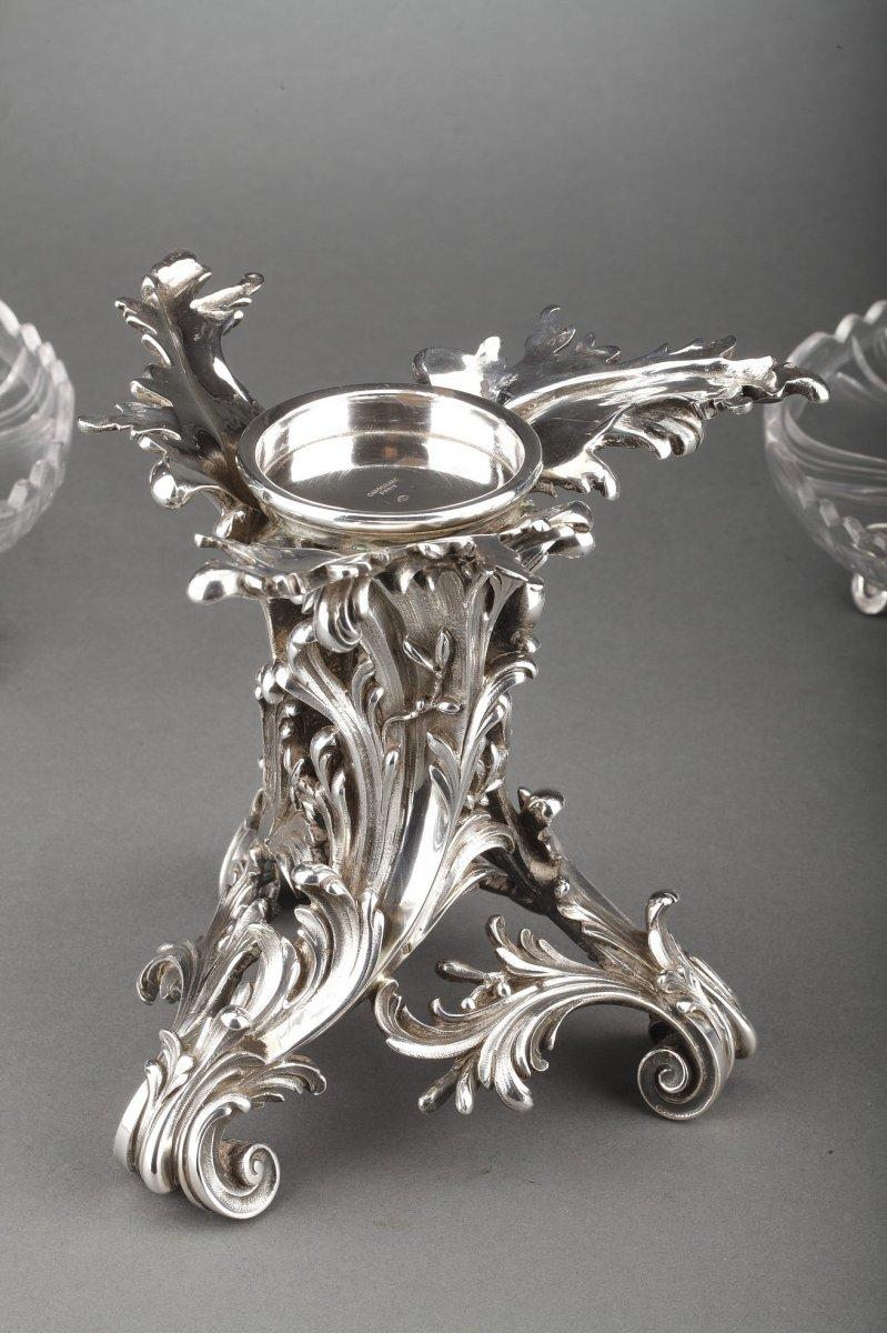 Goldsmith Cardeilhac - Table Top 3 Cups In Sterling Silver And Crystal Nineteent In Excellent Condition For Sale In SAINT-OUEN-SUR-SEINE, FR