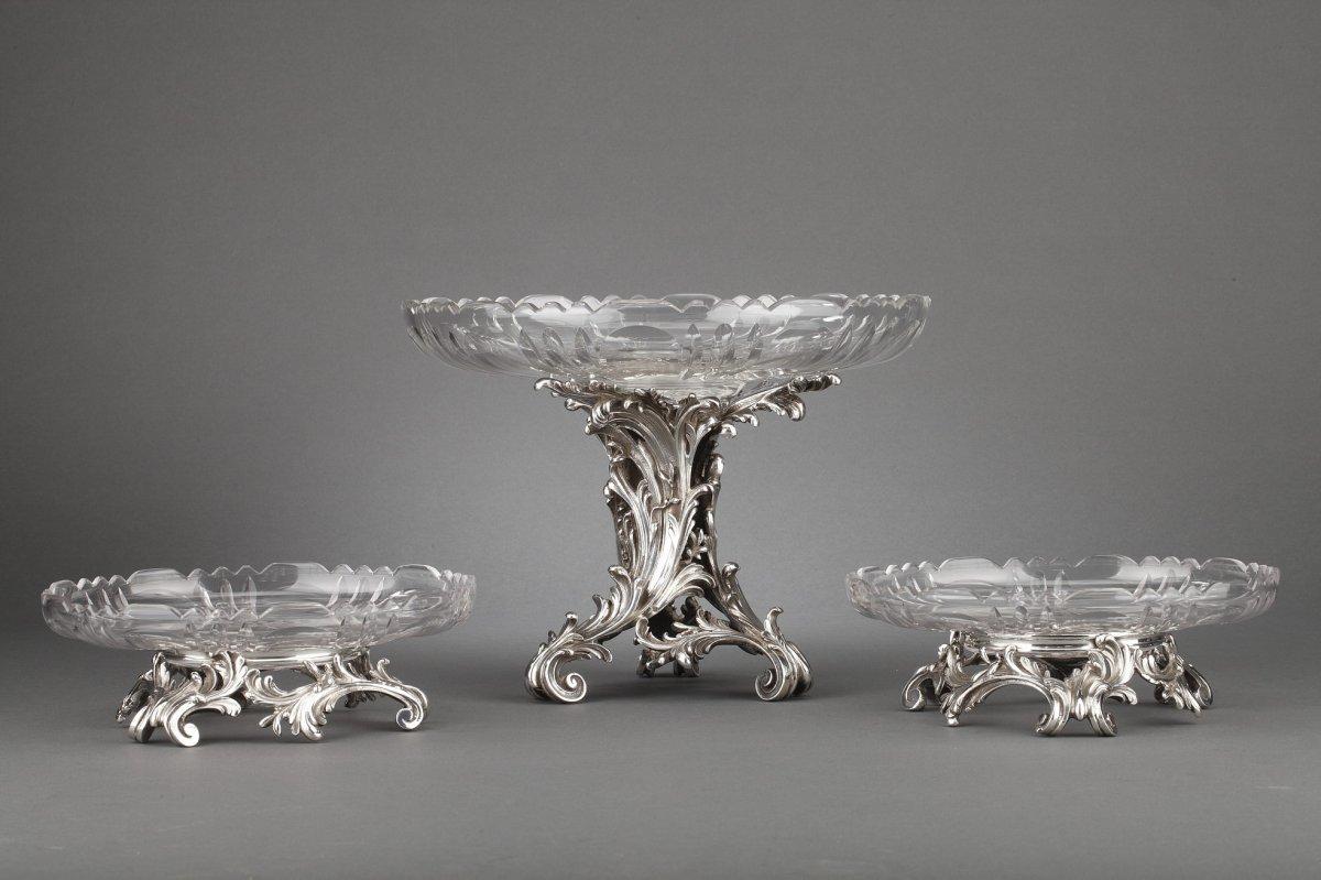Orfebre Cardeilhac - Sobremesa 3 Vasos De Plata De Ley Y Cristal Nineteent en venta 1