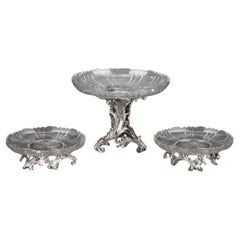 Antique Goldsmith Cardeilhac - Table Top 3 Cups In Sterling Silver And Crystal Nineteent