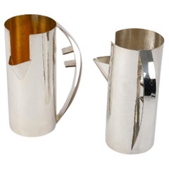 Vintage GOLDSMITH : CARLO SCARPA - Two 20th Century Solid Silver Pitchers