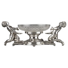 Goldsmith Christofle - Table Centerpiece In Silver Bronze And XIXth Crystal Cup