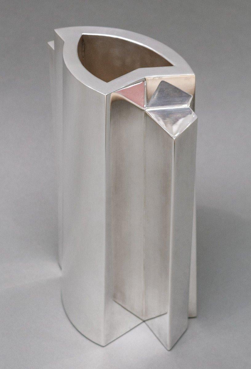 Spanish Goldsmith Garrido - Constructivist Silver Vase - Circa 2004 For Sale