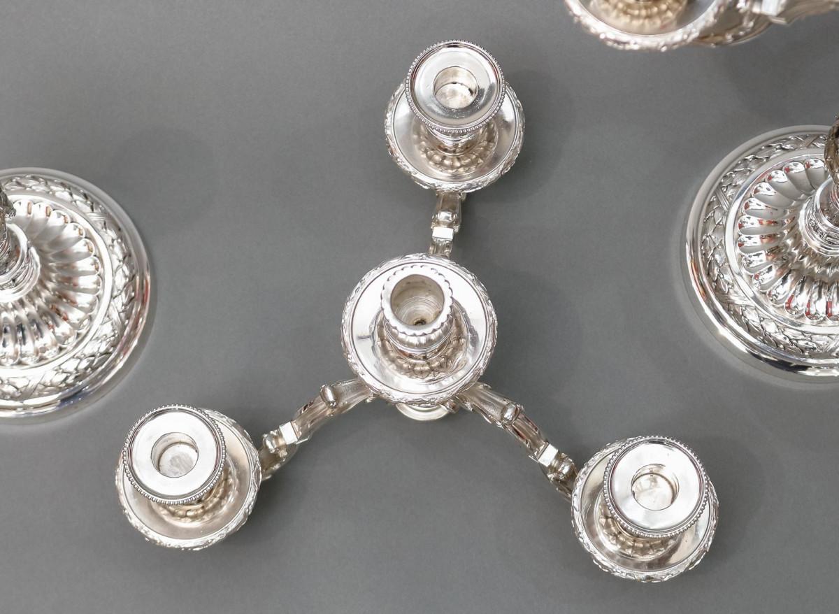 GOLDSMITH GASTON SIHNARD  Pair of Sold Silver Candelabra from the early 20th For Sale 7