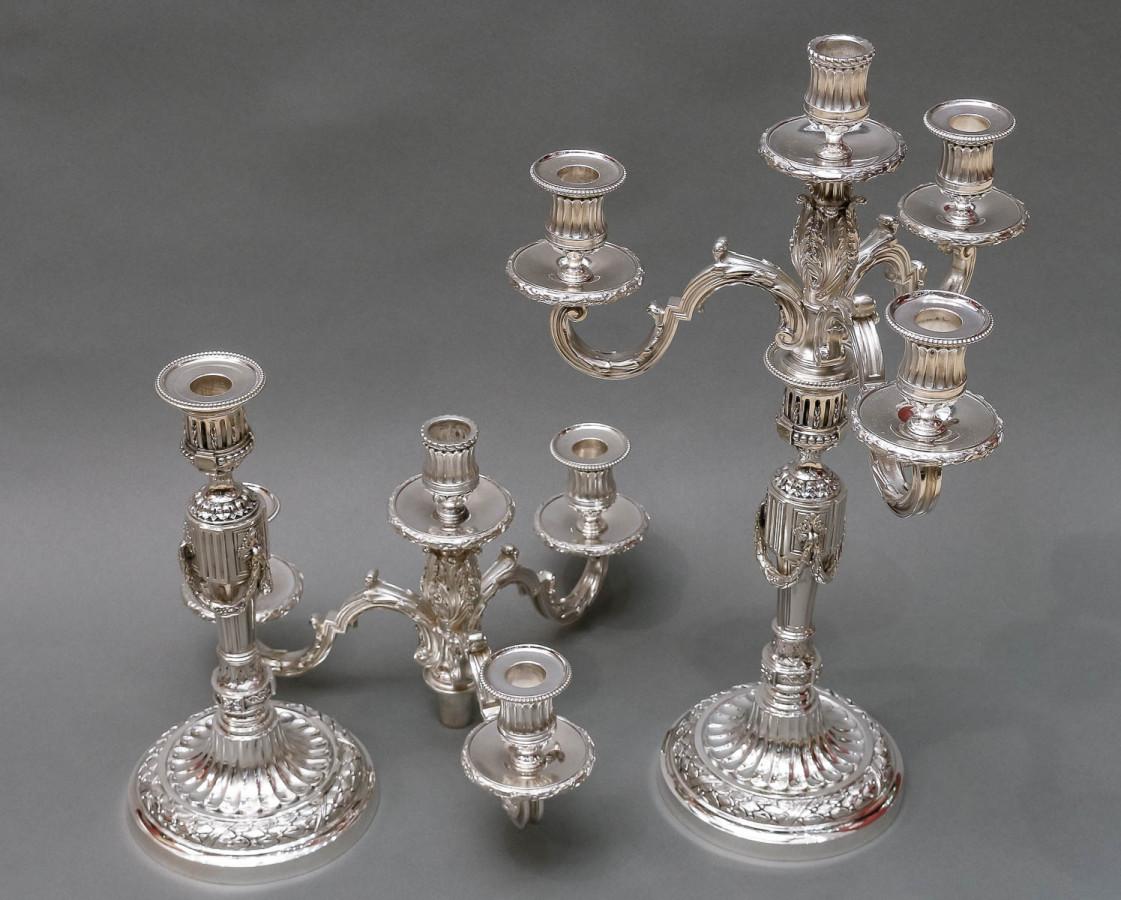 GOLDSMITH GASTON SIHNARD  Pair of Sold Silver Candelabra from the early 20th For Sale 2