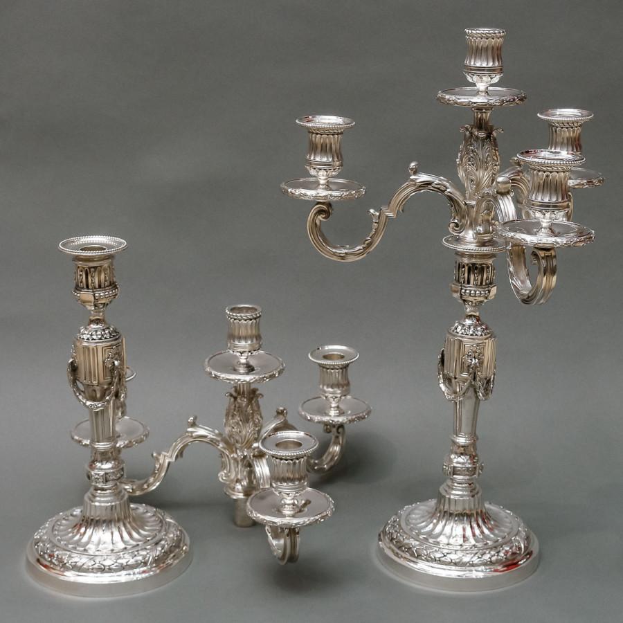 GOLDSMITH GASTON SIHNARD  Pair of Sold Silver Candelabra from the early 20th For Sale 3