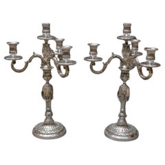 Antique GOLDSMITH GASTON SIHNARD  Pair of Sold Silver Candelabra from the early 20th