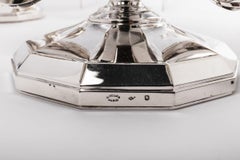 Goldsmith Gustave Keller Pair of candelabras in sterling silver, art deco period