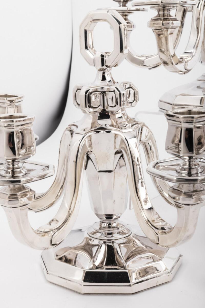 Orafo Gustave Keller Coppia di candelabri in argento sterling, periodo art déco in vendita 3