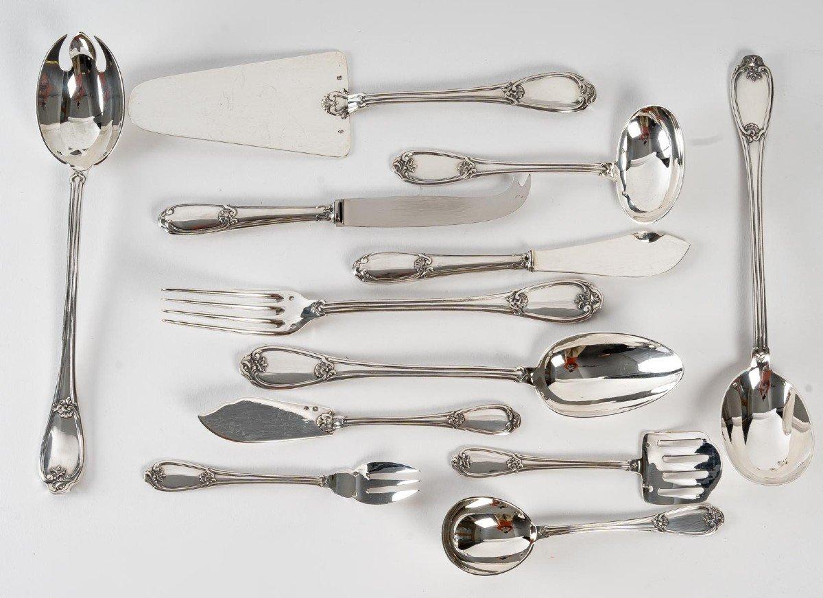 Mid-Century Modern Goldsmith Henin - Cutlery Set In Sterling Silver 120 Pieces - Minerva - XXth For Sale