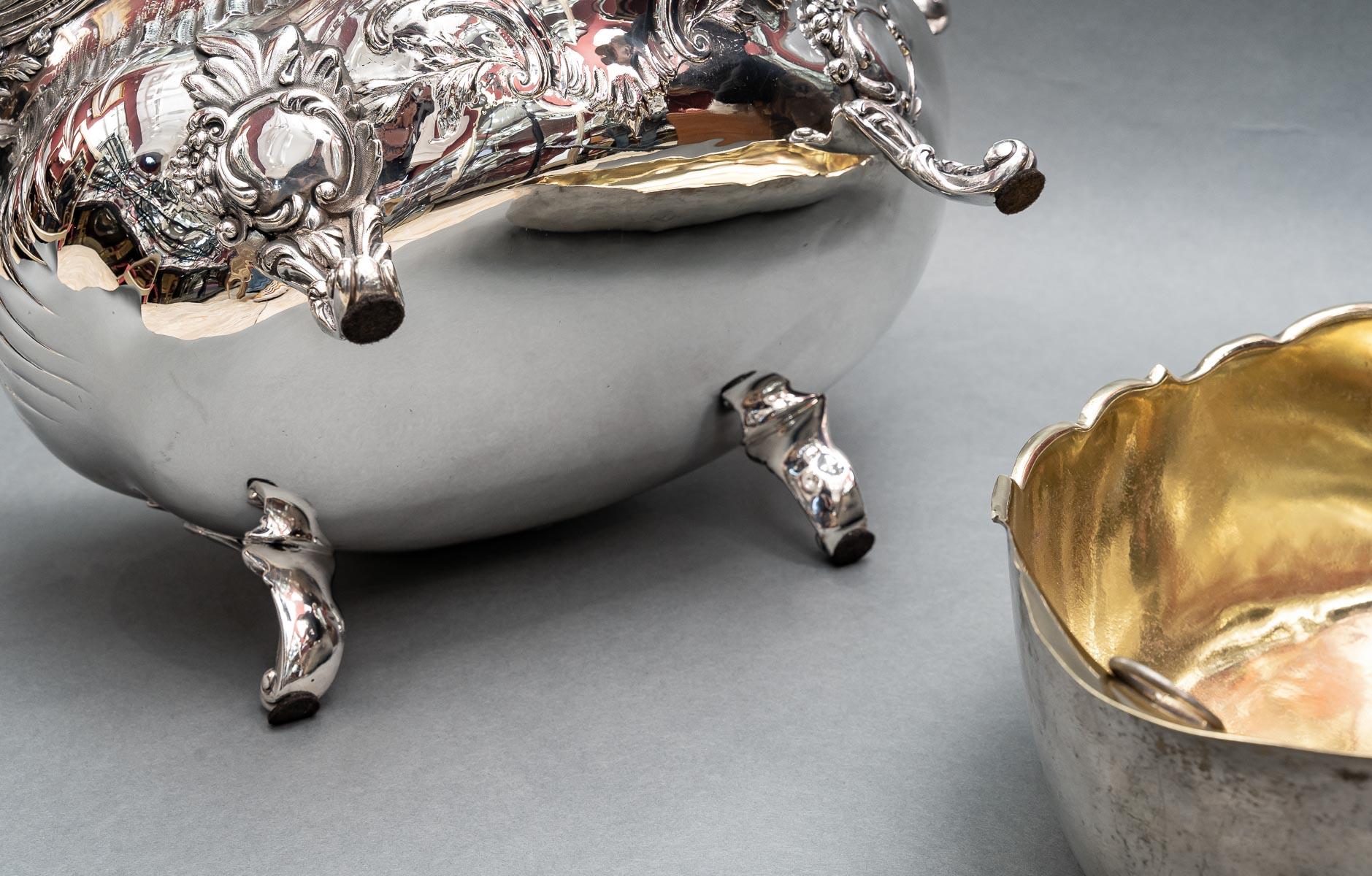 Late 19th Century Goldsmith: j.b. Francois - important 19th century solid silver planter For Sale