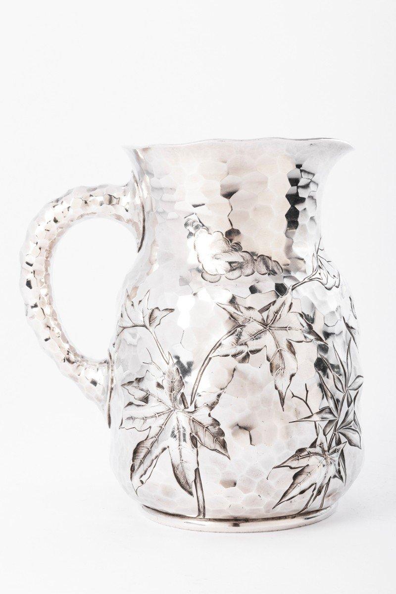 20th Century Goldsmith Je Caldwell - Jug In Hammered Sterling Silver Twentieth Century For Sale