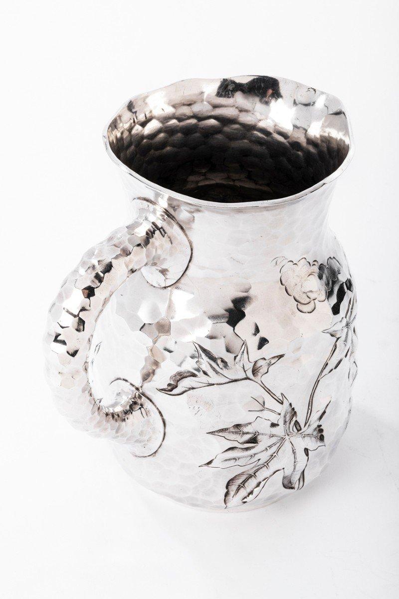 Goldsmith Je Caldwell - Jug In Hammered Sterling Silver Twentieth Century For Sale 3