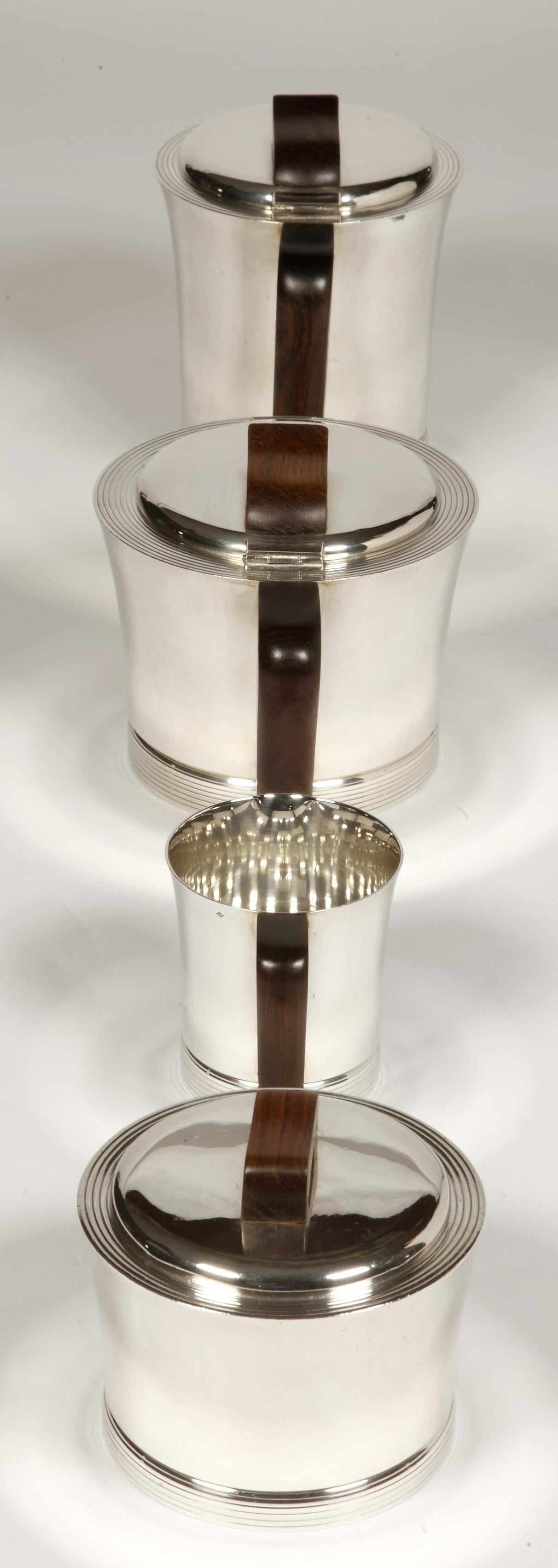 20th Century Goldsmith Jean E. Puiforcat - Coffee Tea Service In Sterling Silver Period 1930 For Sale