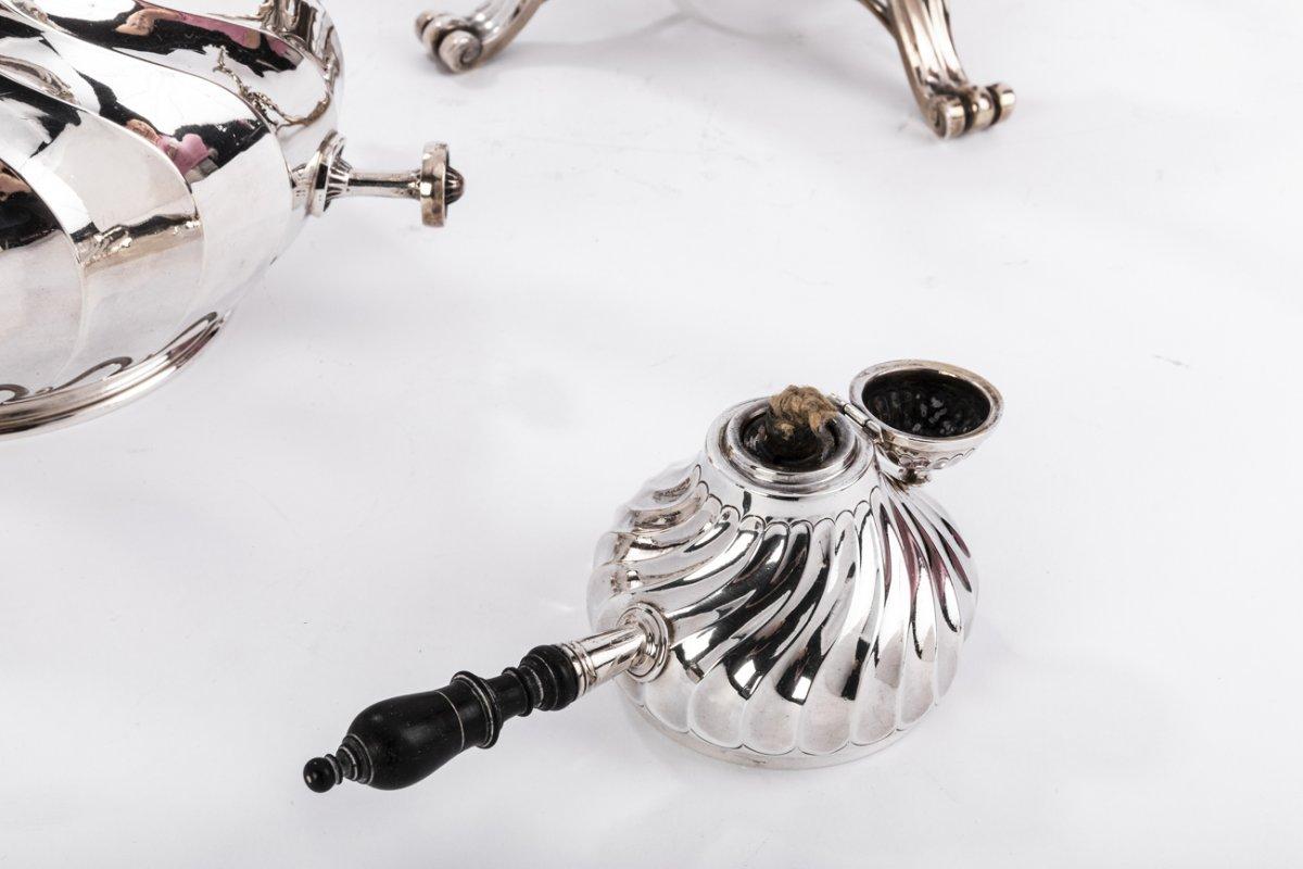 Goldschmiede Martin Marie Vve - Samovar Rockery In massivem Silber Xixth im Angebot 3