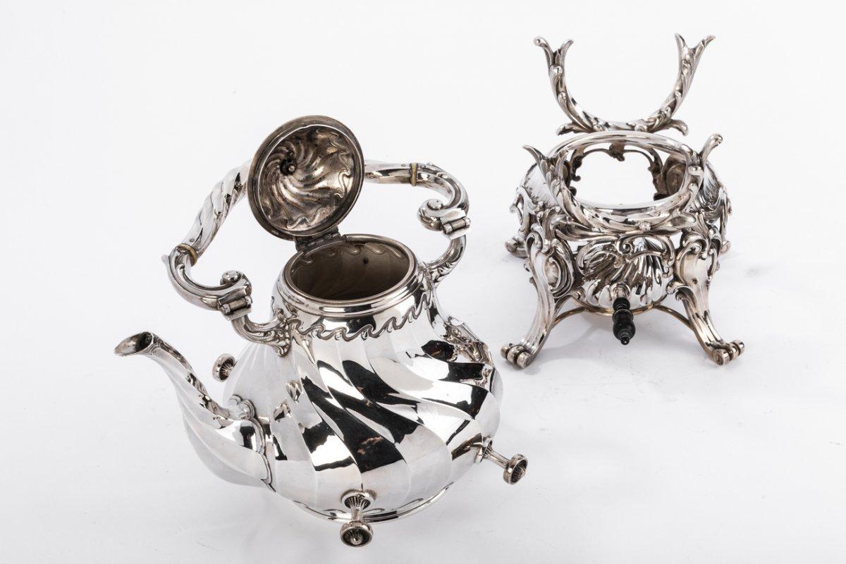 Goldschmiede Martin Marie Vve - Samovar Rockery In massivem Silber Xixth im Zustand „Hervorragend“ im Angebot in SAINT-OUEN-SUR-SEINE, FR