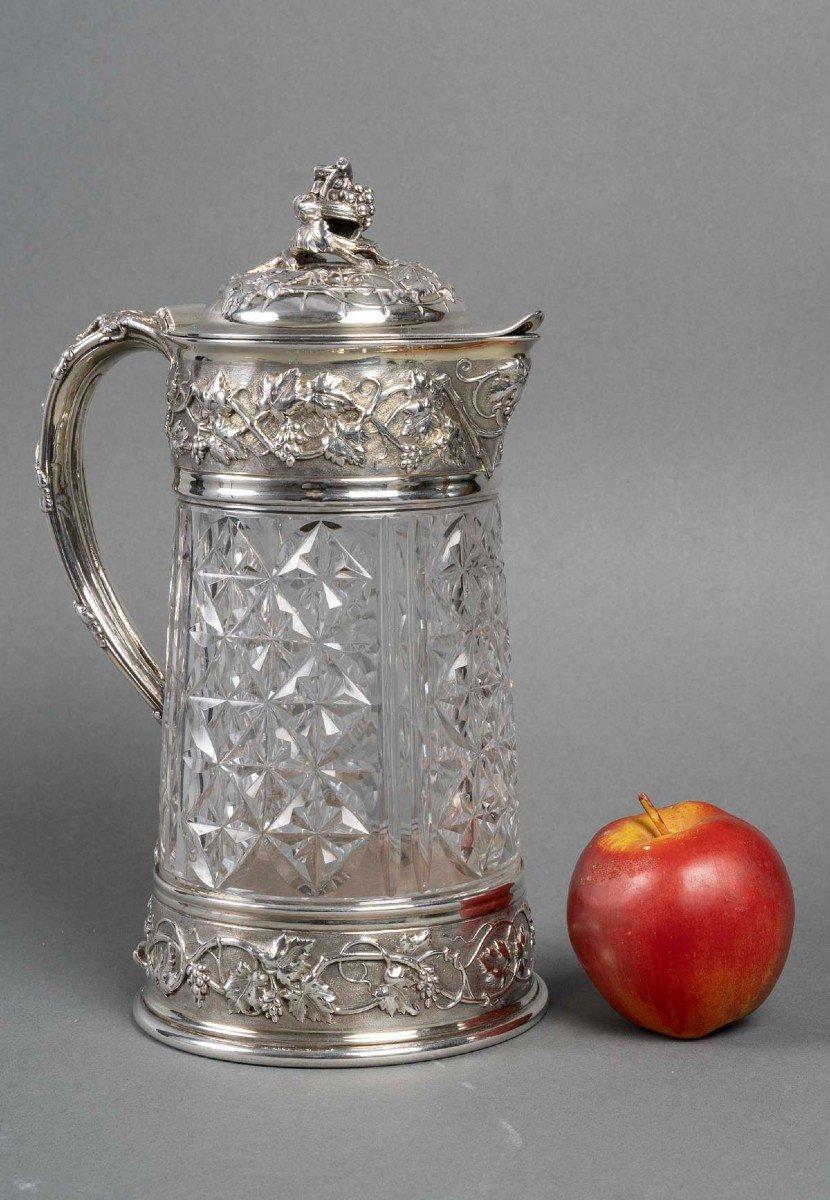 Goldsmith Odiot - Cut Crystal Pitcher Mounted In Sterling Silver 19th Century For Sale 8