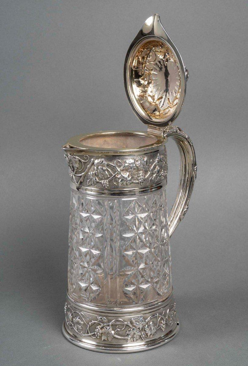 Goldsmith Odiot - Cut Crystal Pitcher Mounted In Sterling Silver 19th Century In Excellent Condition For Sale In SAINT-OUEN-SUR-SEINE, FR
