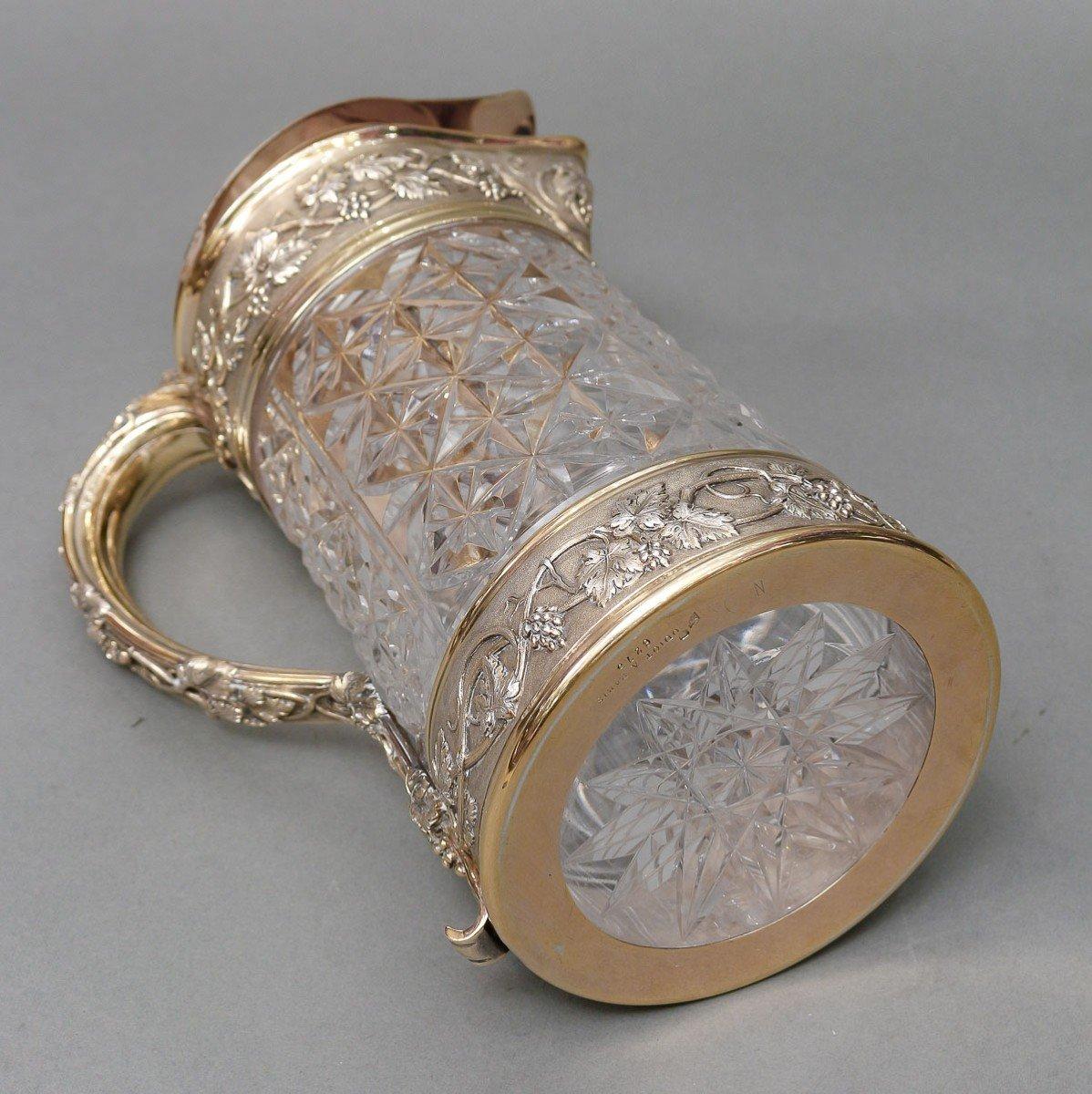 Goldsmith Odiot - Cut Crystal Pitcher Mounted In Vermeil 19th Century For Sale 3