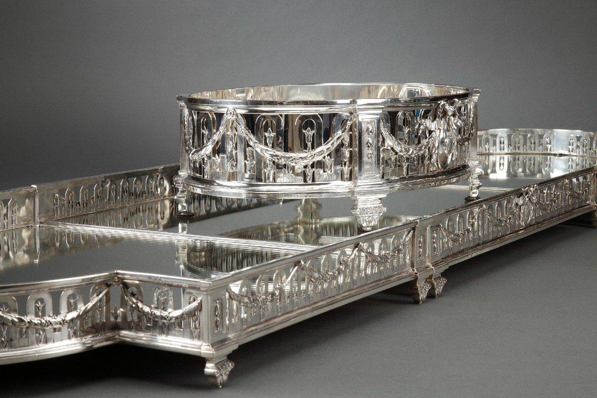 French Goldsmith Queille - Especially Table And Its Planter In 19th Century Sterling Si For Sale